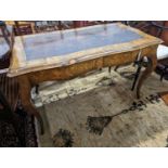 A 19th century mother of pearl and marquetry inlaid writing table, width 120cm, depth 65cm, height
