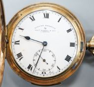 An early 20th century gold plated quarter repeating hunter keyless pocket watch by Thomas