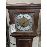 A 1920's oak cased grandmother clock, height 143cm