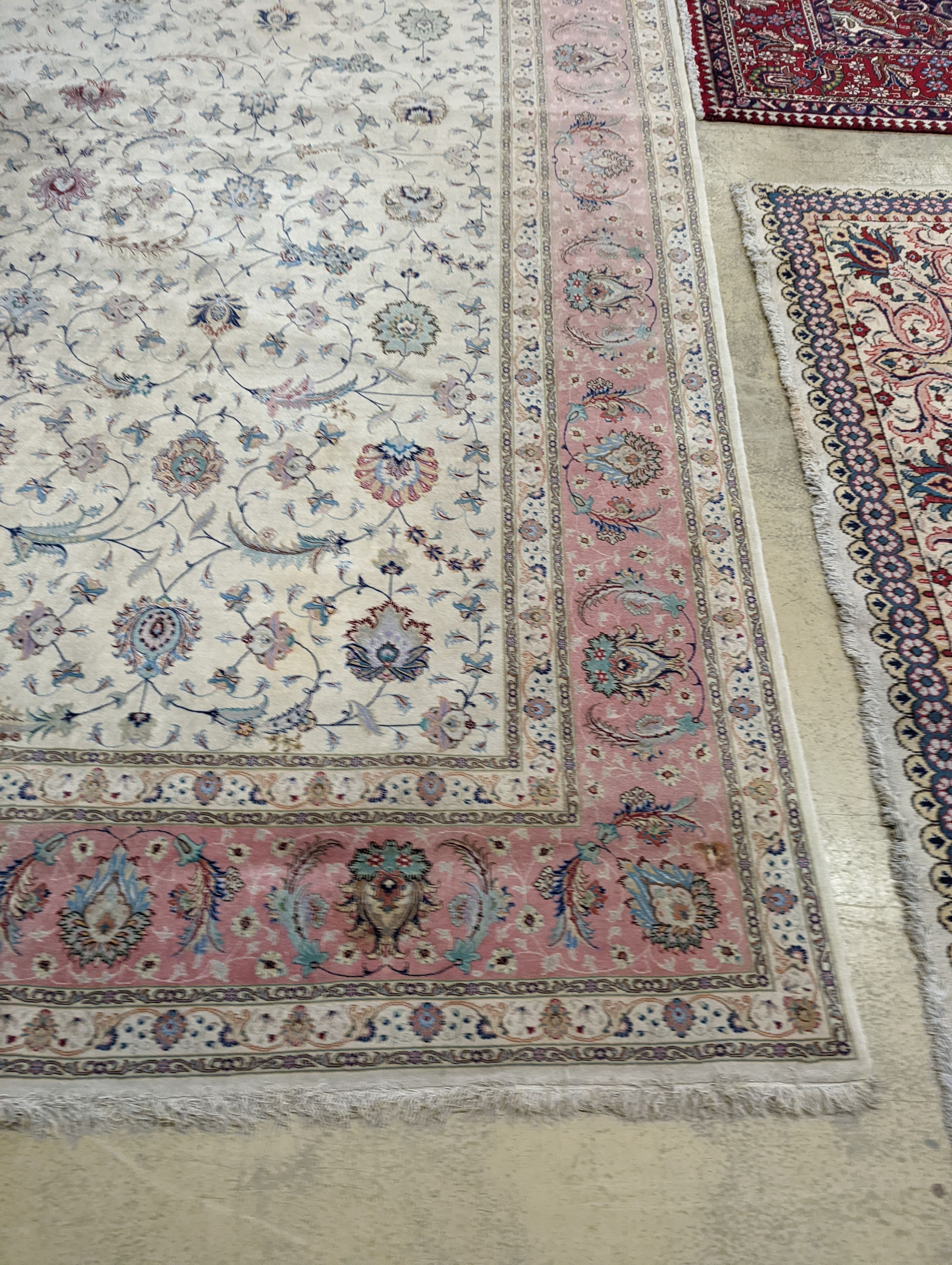 A Persian Tabriz ivory ground carpet, 410 x 300 - Image 4 of 10