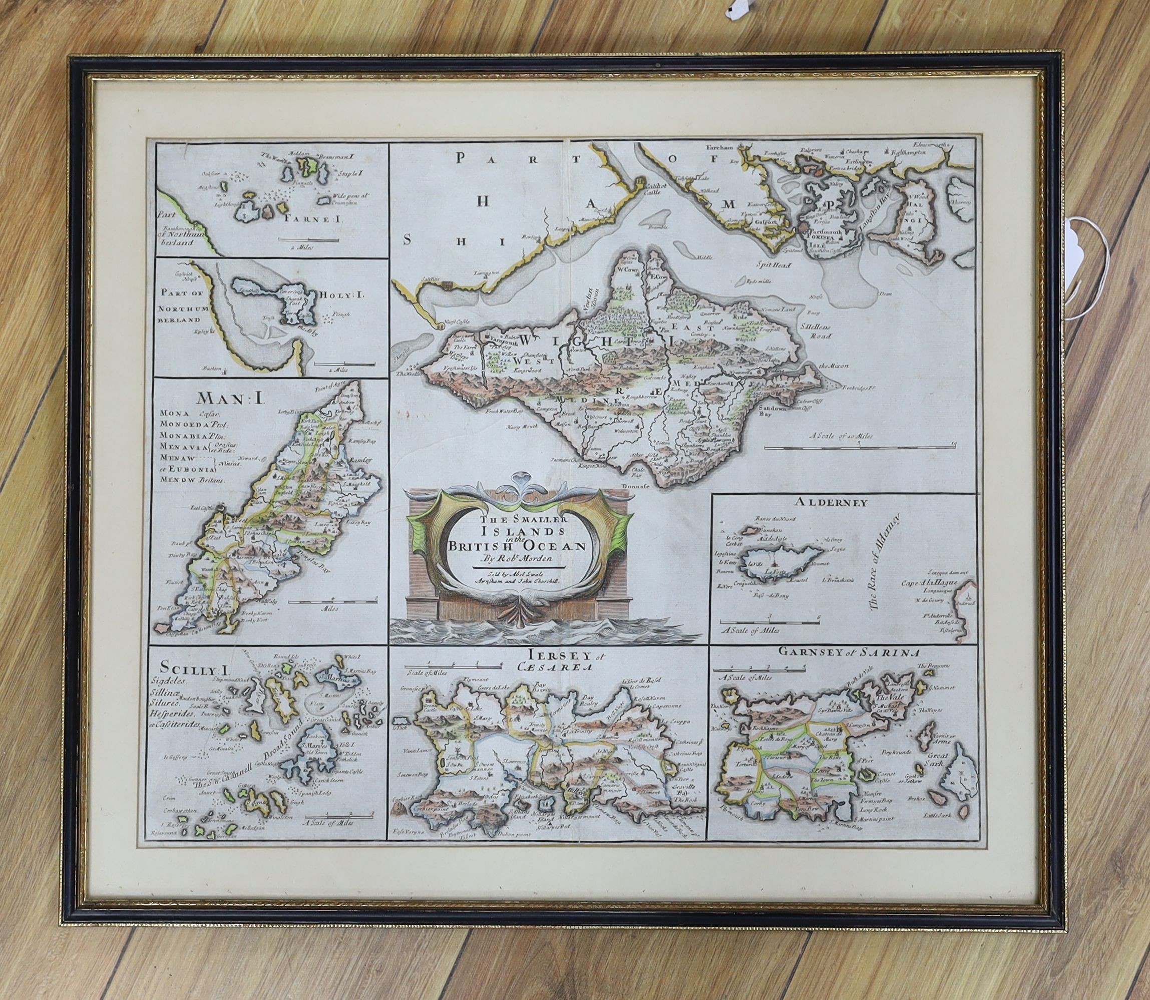 Robert Morden, coloured engraving, Map of The Smaller Islands in The British Ocean, 36 x 43cm - Image 2 of 3