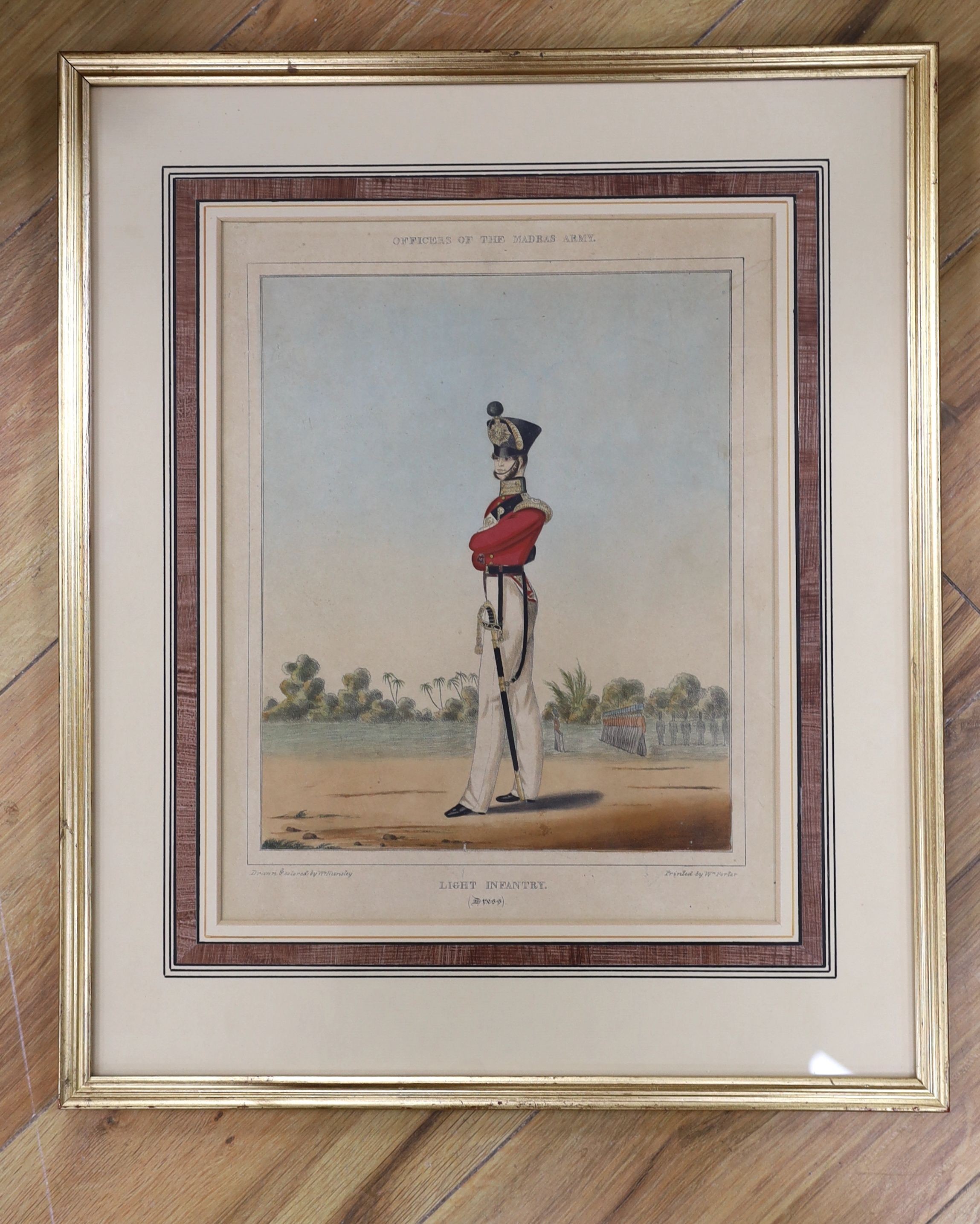 Porter after Hunsley, coloured lithograph, Officer's of The Madras Army, Light Infantry (dress), - Image 2 of 2