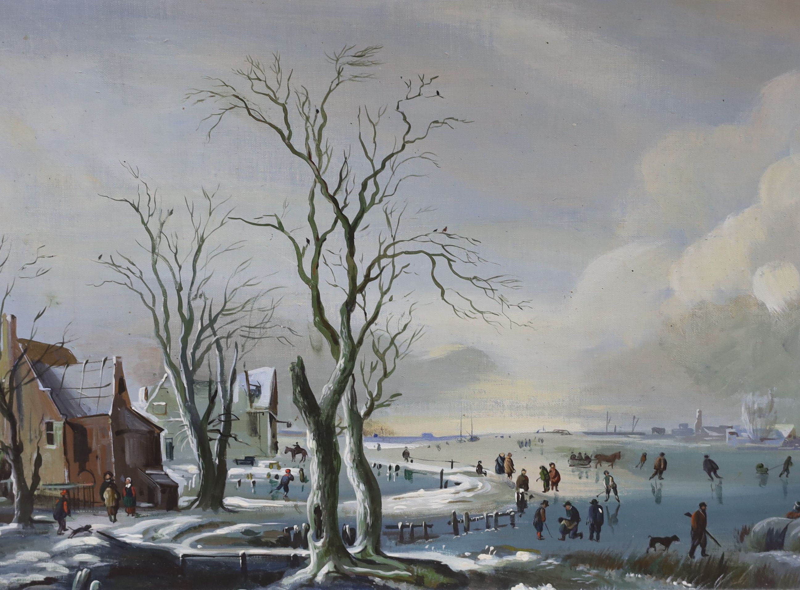 A. Liechner, pair of oils on canvas, Dutch winter landscape, signed, 30 x 40cm - Image 3 of 3