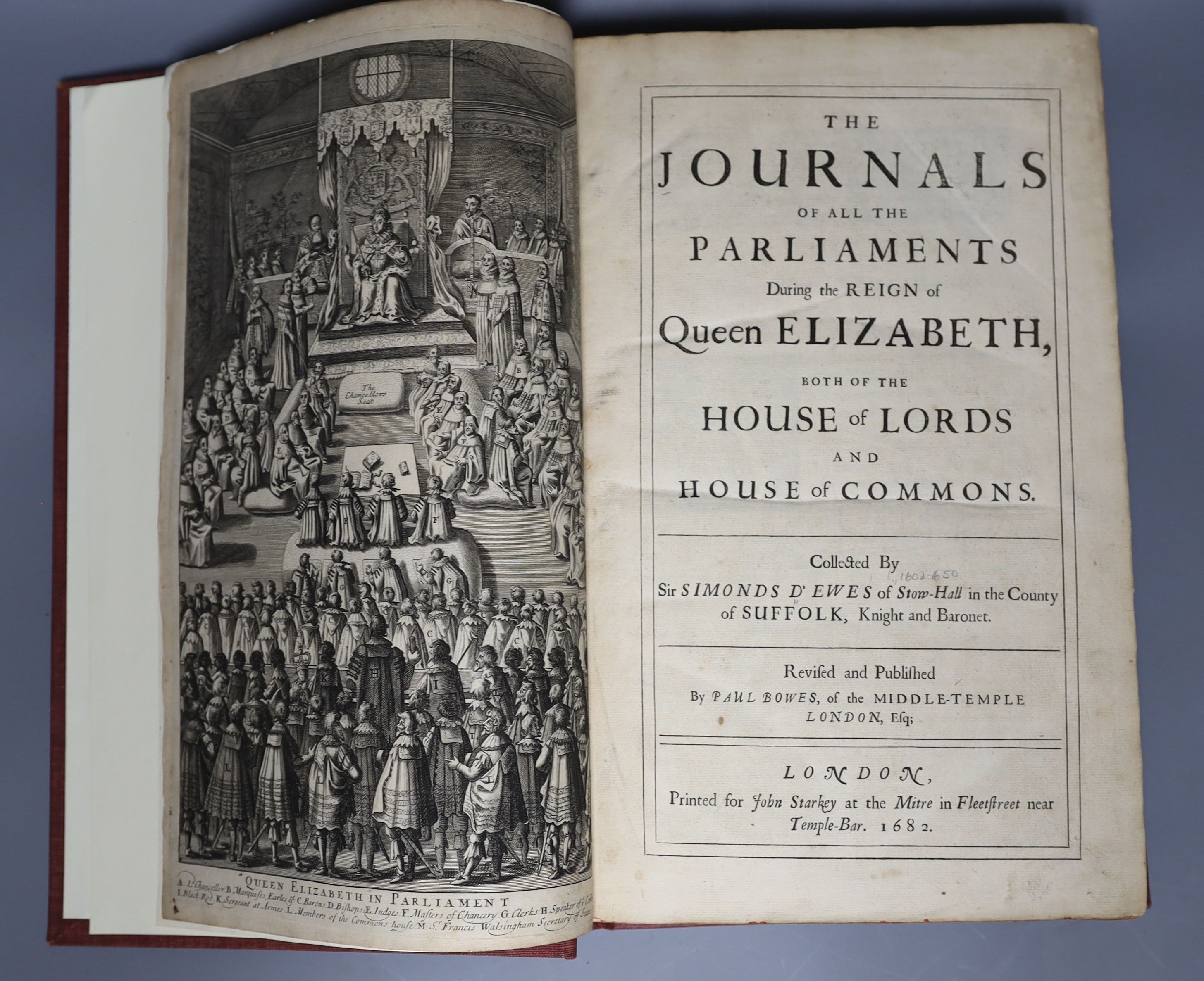 ° ° D'Ewes, Sir Simonds (editor) - The Journals of all the Parliaments during the reign of Queen - Image 2 of 3