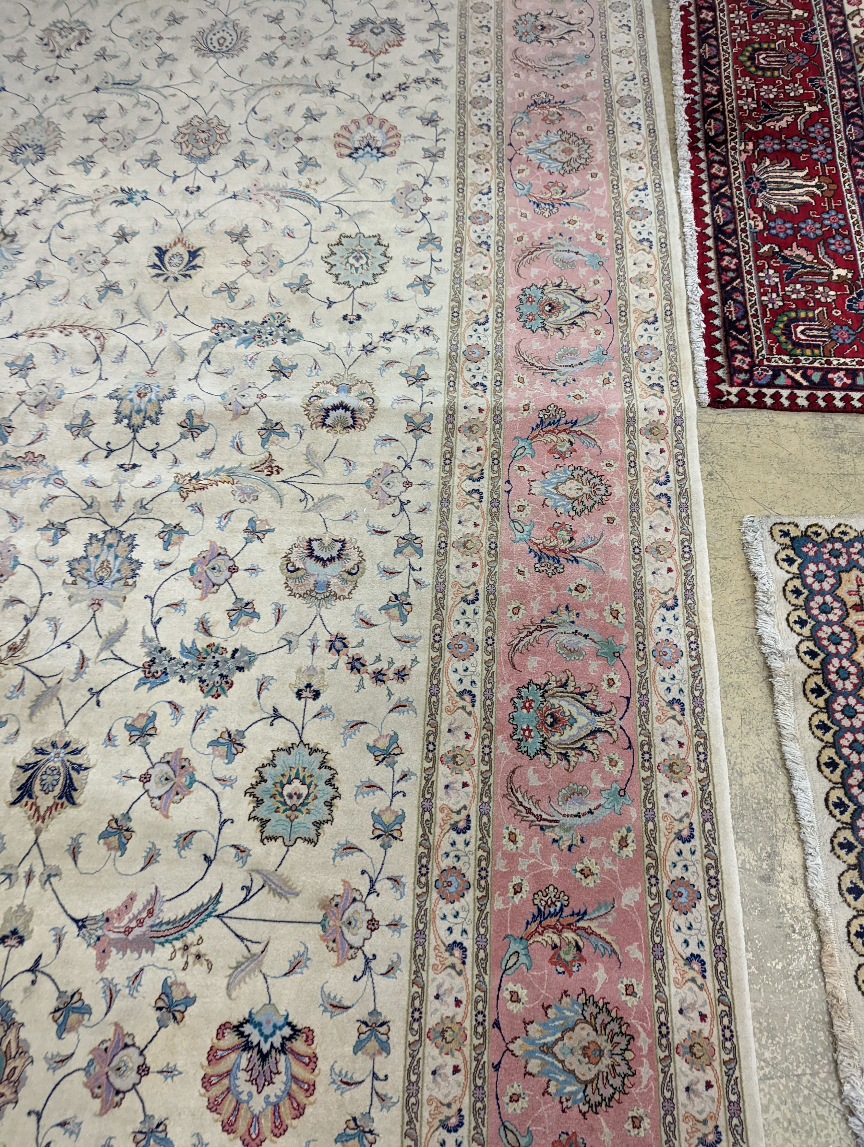 A Persian Tabriz ivory ground carpet, 410 x 300 - Image 5 of 10