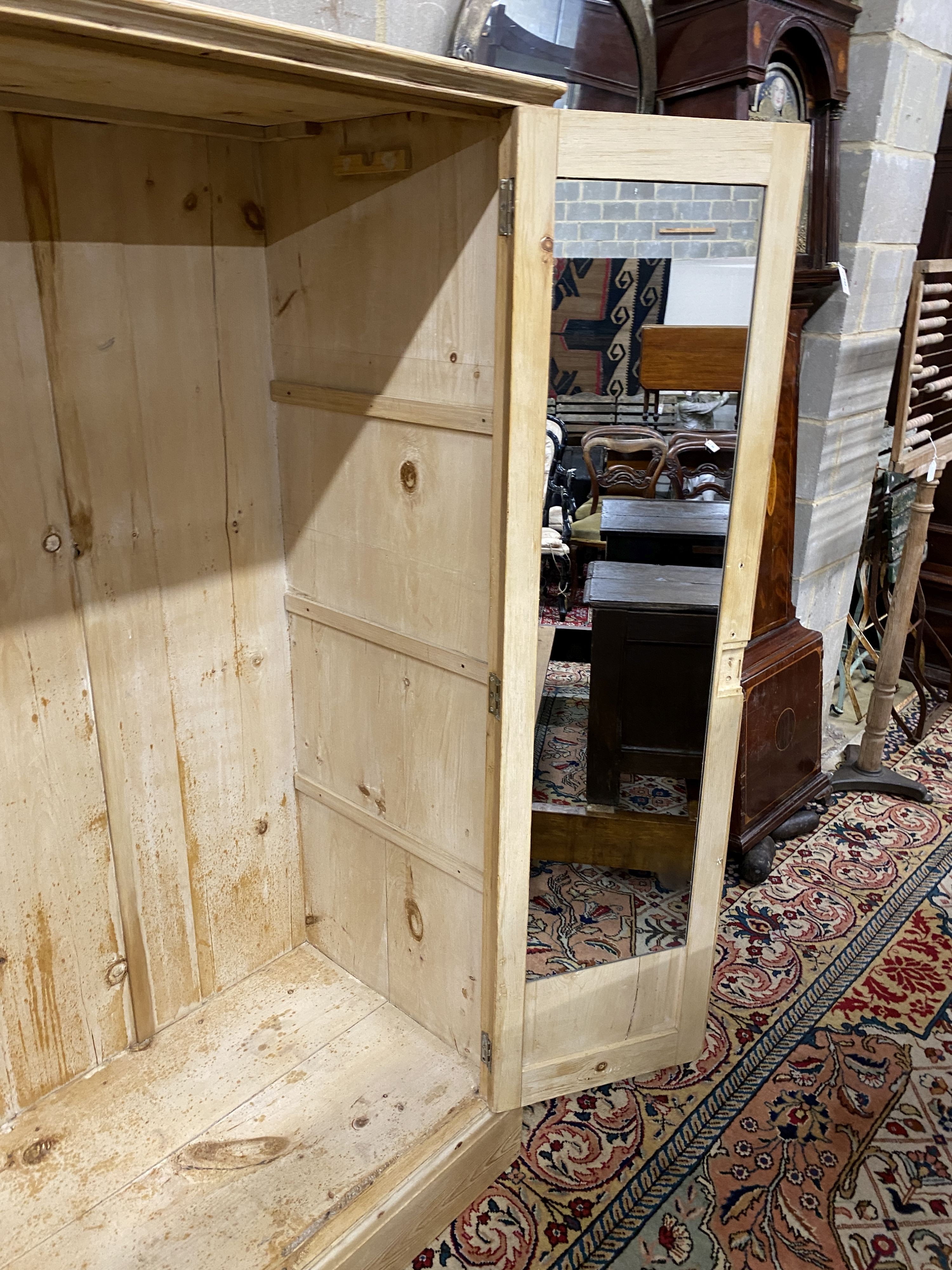 A small Victorian pine wardrobe, width 96cm, depth 59cm, height 174cm - Image 2 of 3