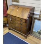 A George III mahogany bureau, width 91cm, depth 46cm, height 107cm