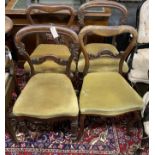 Two pairs of Victorian rosewood dining chairs