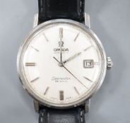 A gentleman's mid 20th century stainless steel Omega Seamaster De Ville automatic wrist watch, on