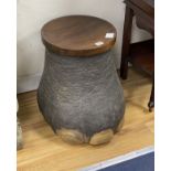 An elephant footstool, top diameter 32cm, height 43cm