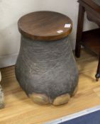 An elephant footstool, top diameter 32cm, height 43cm