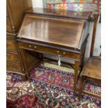 An Edwardian satinwood banded mahogany bureau, width 75cm, depth 47cm, height 96cm