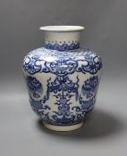 A Chinese blue and white vase, possibly Qing dynasty, 26.3 cm high