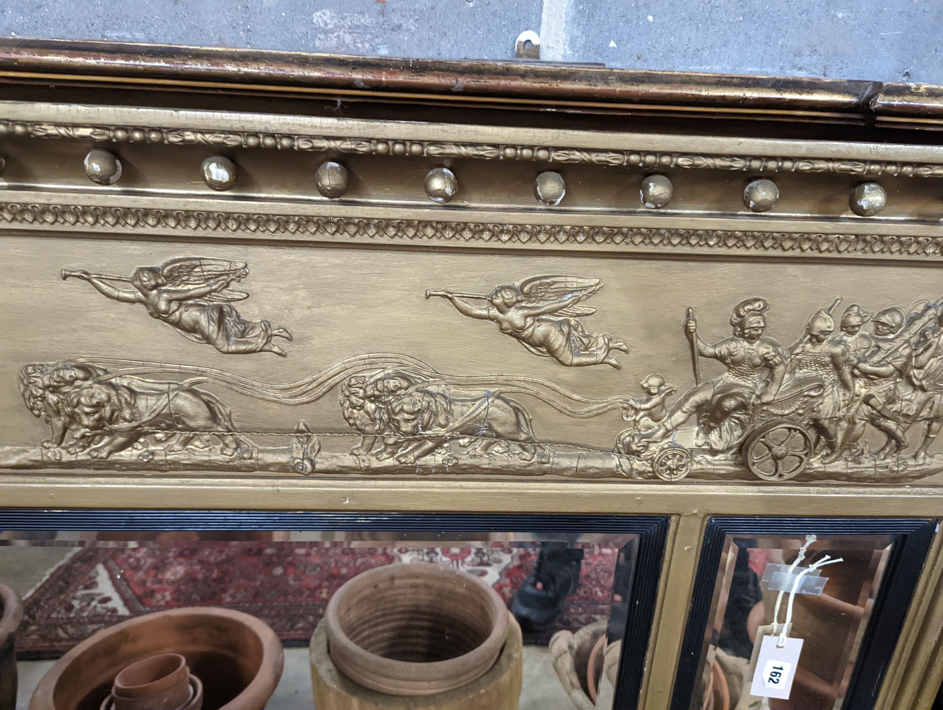 A Regency triple plate overmantel mirror, width 134cm, height 94cm - Image 3 of 5