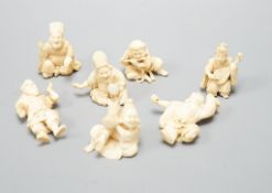 A set of seven Japanese ivory okimono of the seven gods of Happiness, Meiji period, unsigned,