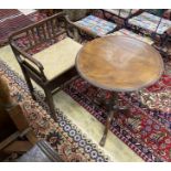 A Georgian mahogany circular tilt top tripod table with dished top, diameter 54cm, height 70cm