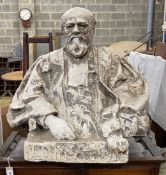 A composition faux marble bust of a gentleman, height 84cm