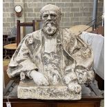 A composition faux marble bust of a gentleman, height 84cm