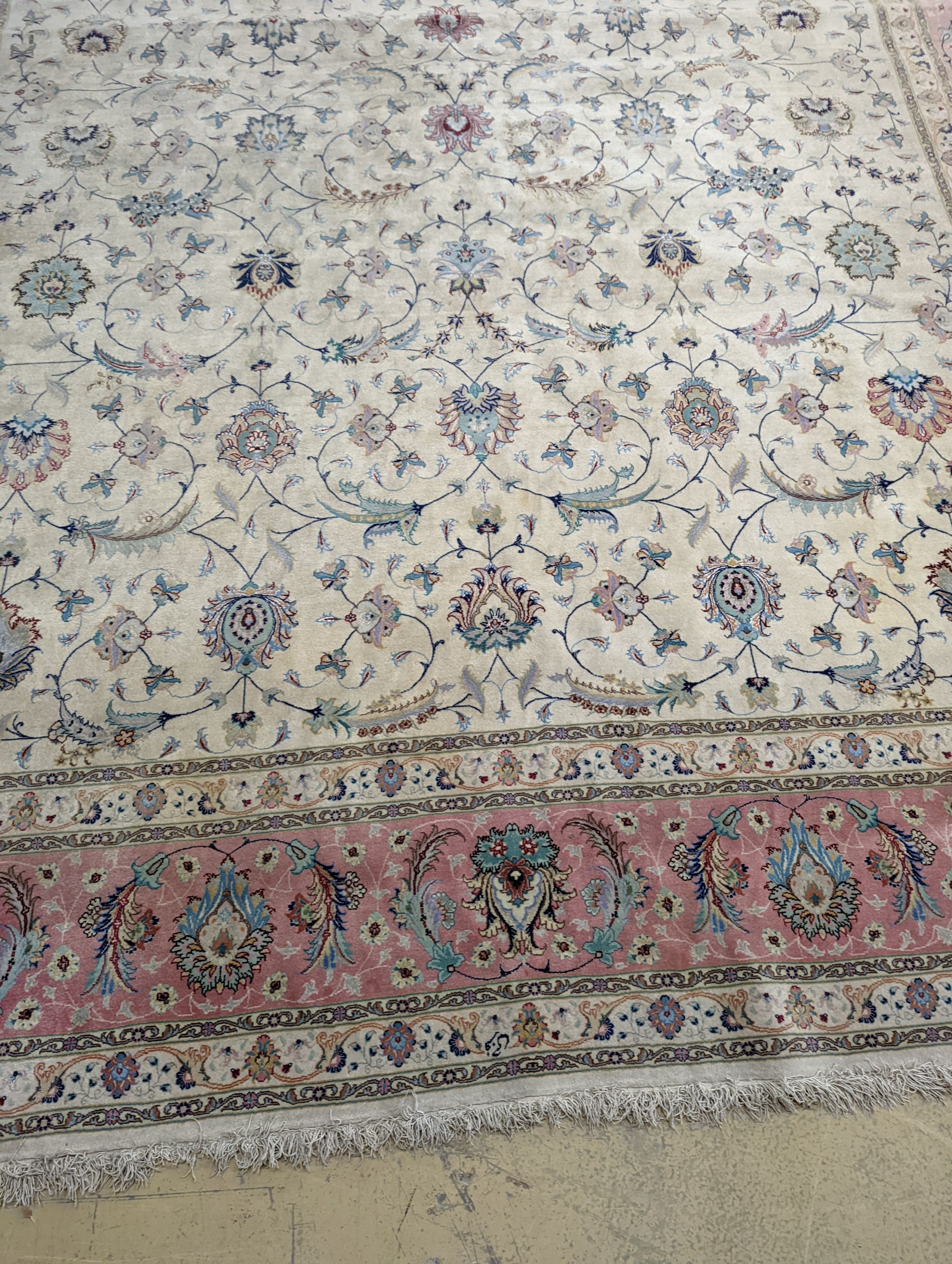 A Persian Tabriz ivory ground carpet, 410 x 300 - Image 3 of 10