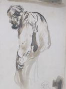 Attributed to Frank Brangwyn, watercolour, Study of a bearded man, 27 x 20cm