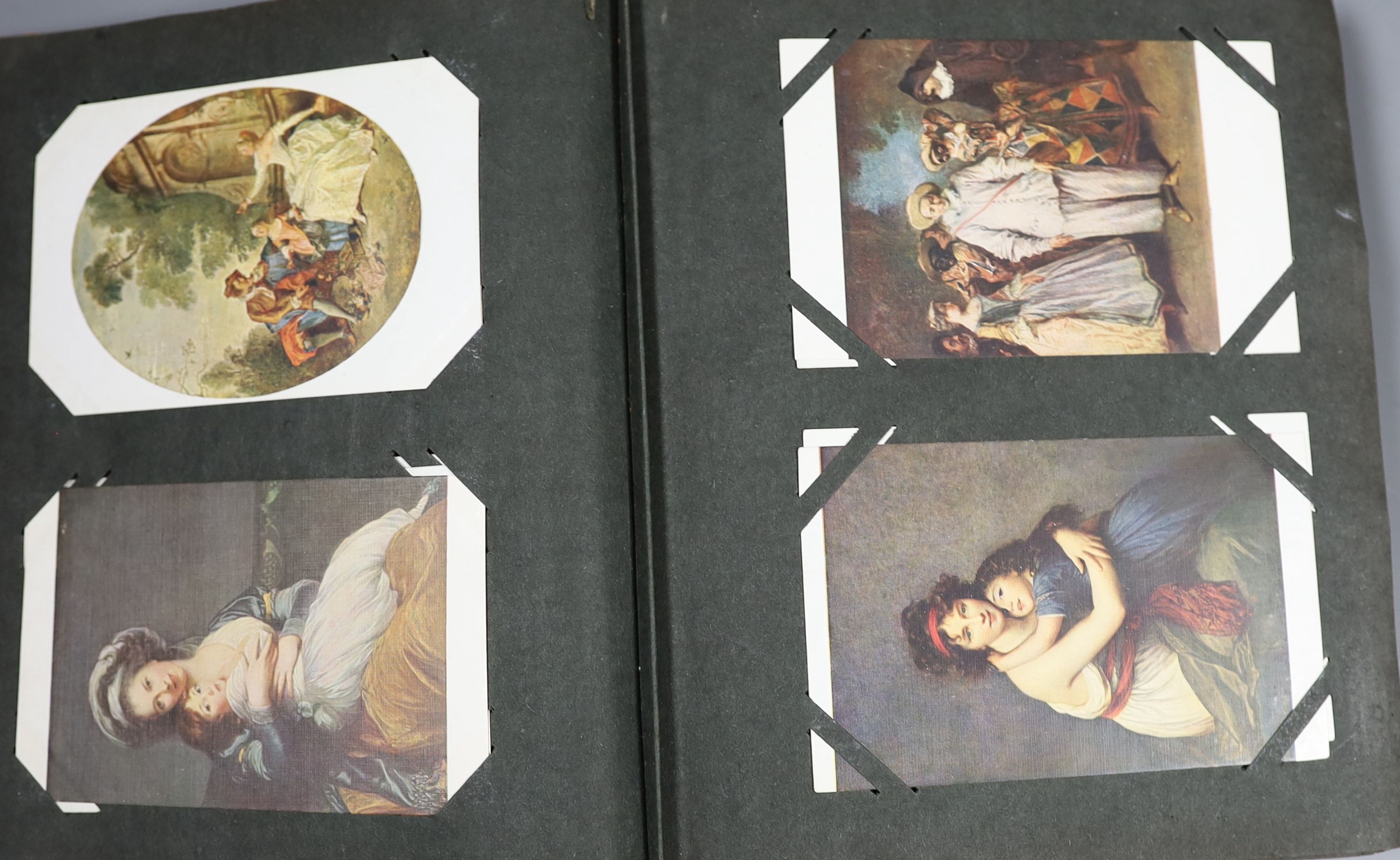 An Edwardian green postcard album, mounted with 68 risque cards and a brown album mounted with - Image 3 of 9