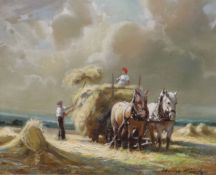 Hans Costa, oil on canvas, Haycart 'Ernte in der Baar', signed, 23 x 28cm.