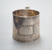 A George III silver small mug, Thomas Wallis & Jonthan Hayne, London, 1818, with engraved