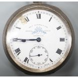 A George V silver open faced keyless pocket watch, by Thomas Russell & Son, Liverpool, with Roman