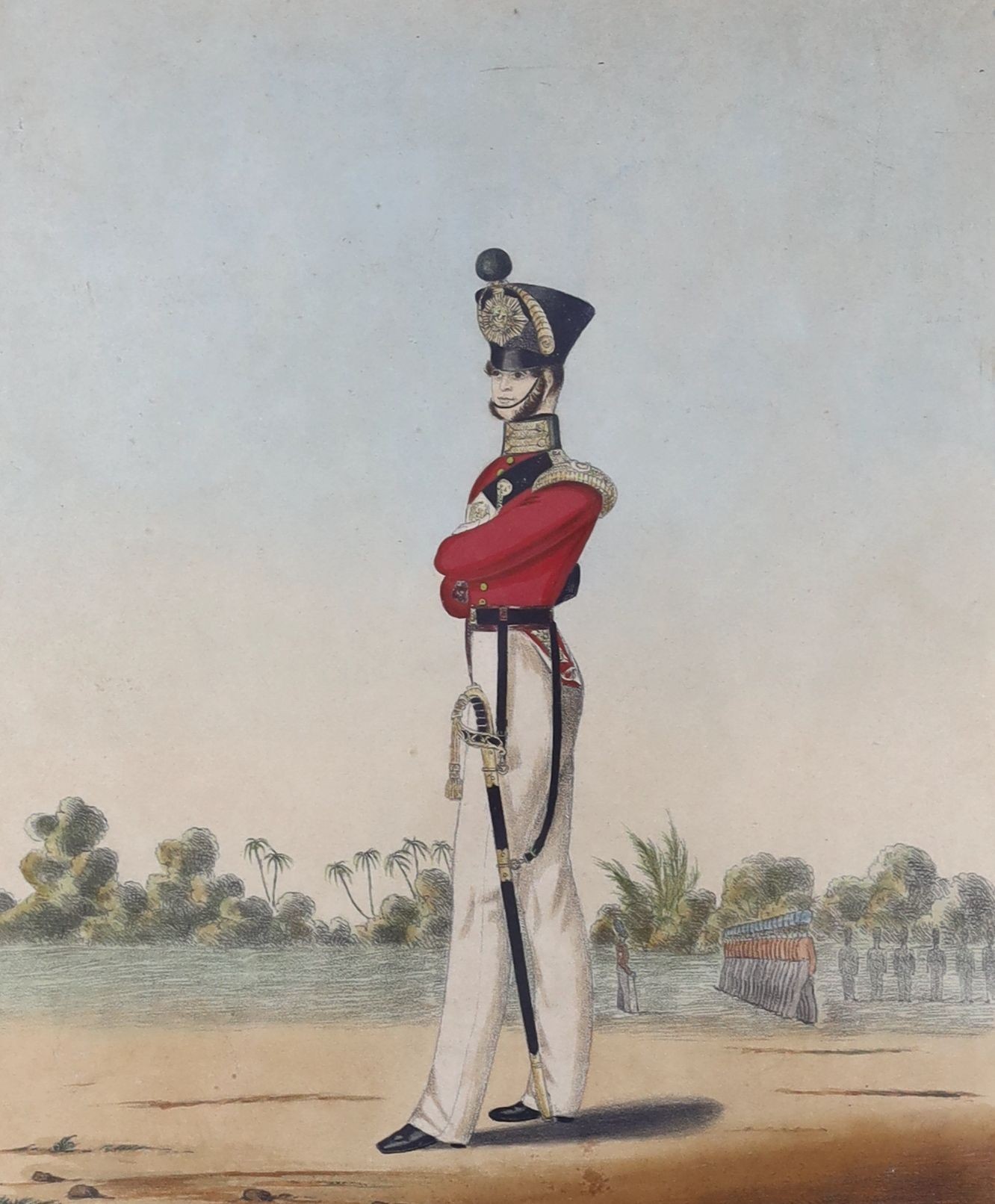 Porter after Hunsley, coloured lithograph, Officer's of The Madras Army, Light Infantry (dress),