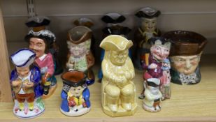 A Copeland Toby jug and twelve other Toby jugs