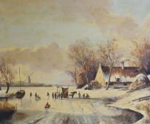 Anita Nagy, oil on canvas, Dutch winter landscape, signed, 50 x 60cm