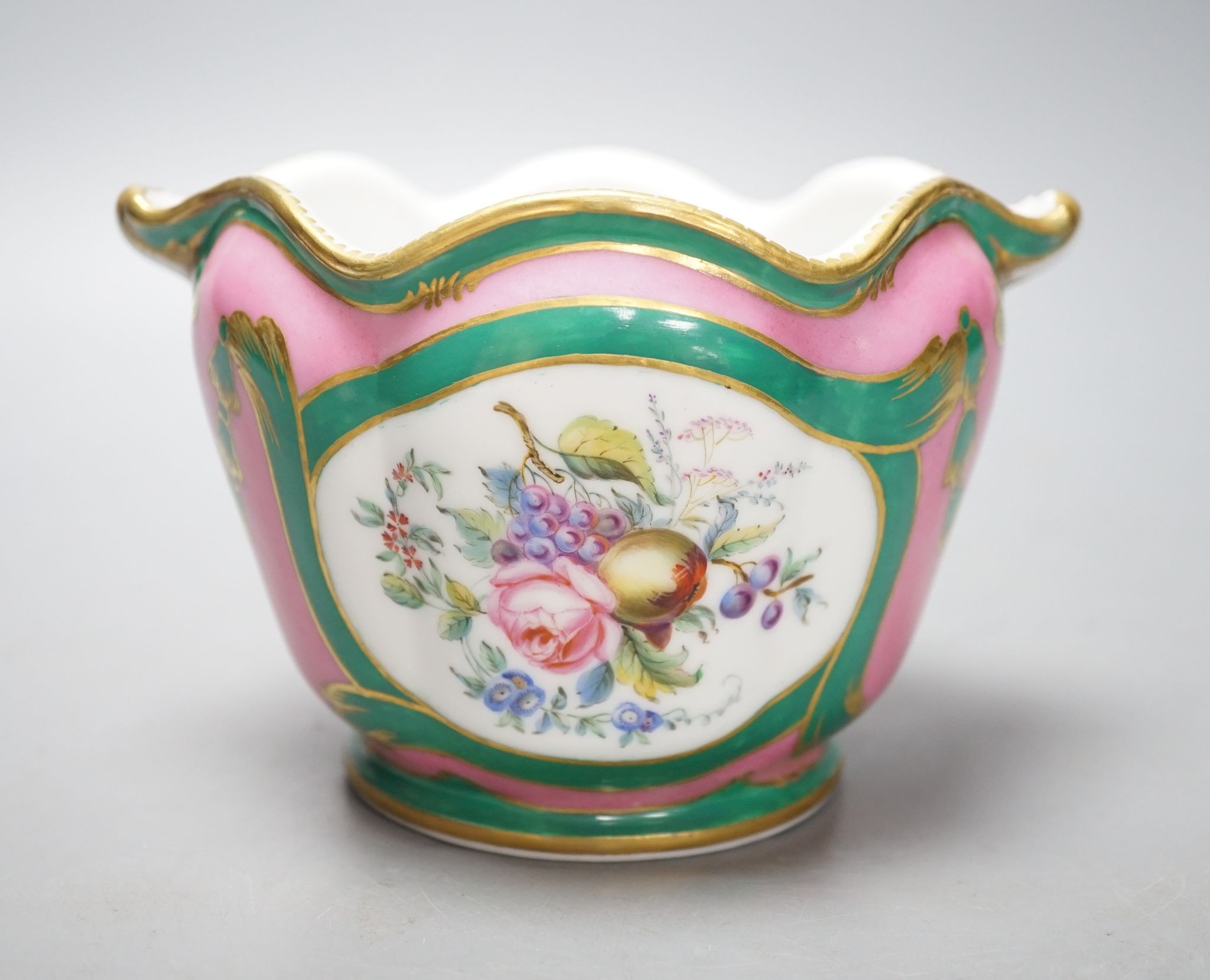 A 19th century French cache pot, in Sevres style10cms