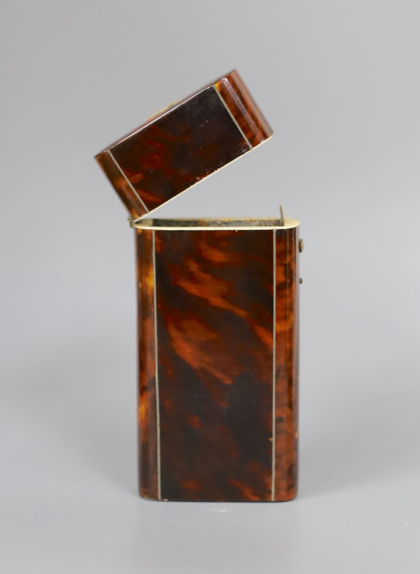 A Victorian zinc-lined tortoishell cheroot or cigar case, 13cm - Image 2 of 2