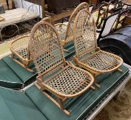 A set of four vintage American bentwood and animal gut folding canoe seats by Tubbs of