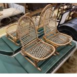 A set of four vintage American bentwood and animal gut folding canoe seats by Tubbs of
