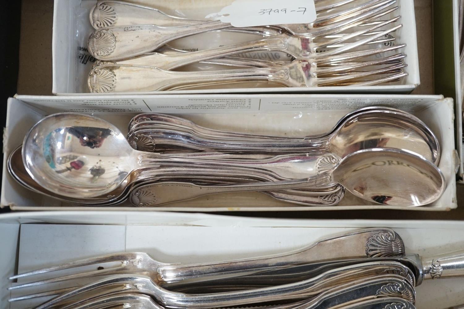 A Chistofle plated canteen of fiddle and shell pattern cutlery - Image 3 of 5