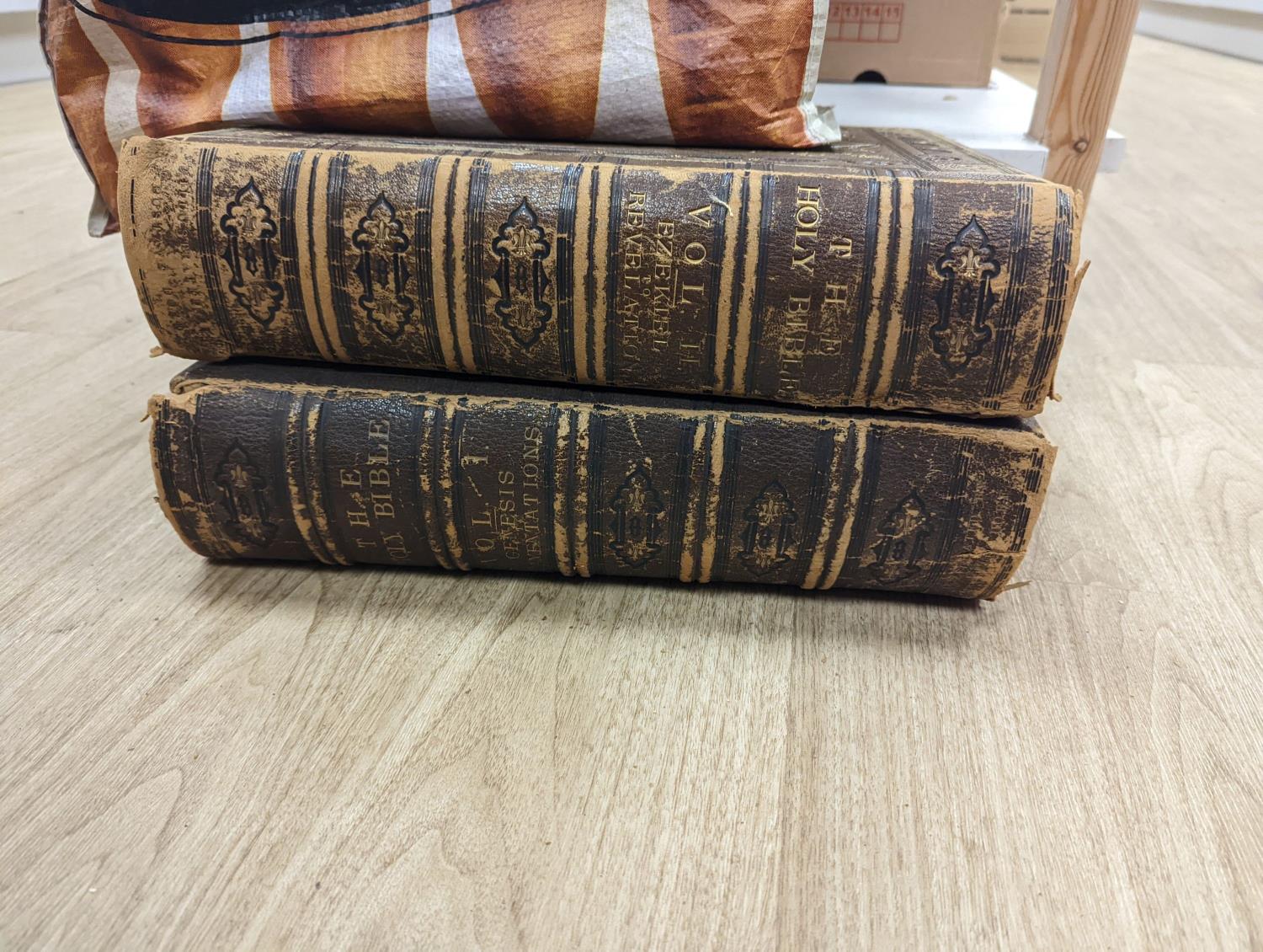 A group of leather bound books and 2 bibles. - Image 3 of 3
