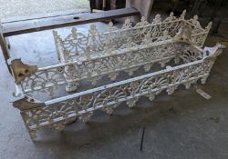 A pair of rectangular Victorian style painted metal garden planter frames (no bases), width 88cm,