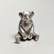 An Edwardian novelty silver 'teddy bear' pin cushion, with later cushion, W.J. Myott & Co,