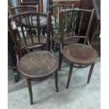 A set of four Czechoslovakian bentwood chairs