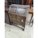 An early 20th century oak bureau, width 73cm, depth 41cm, height 99cm