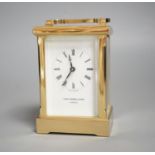 A Thos. Russell &Son brass carriage timepiece with key