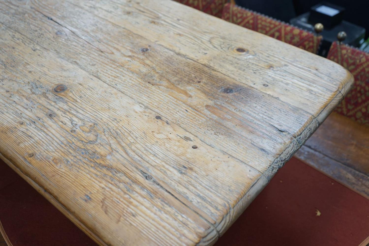 A 19th century and later rectangular pine coffee table fitted drawer, length 140cm, depth 70cm, - Image 2 of 5