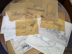 Nelson Dawson (1859-1941) assorted original artworks1. Ink and watercolour, Shipping viewed