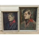 Barbara Hutchby, two oils on board, Portraits of gentleman, signed, largest 60 x 45cm