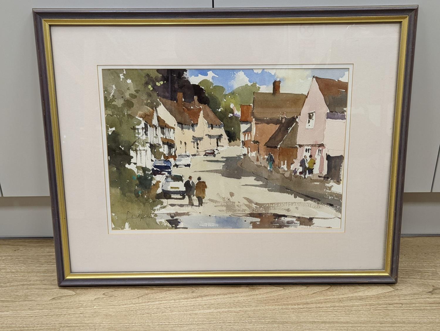 John Yardley (b.1933), watercolour, Kersey village, signed, 34 x 49cm - Image 2 of 4