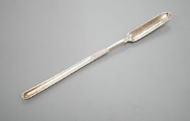 A George III silver marrow scoop, with engraved crest, Peter & William Bateman, London, 1810, 24.