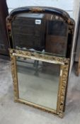 An early 20th century rectangular chinoiserie lacquer wall mirror, width 45cm, height 78cm