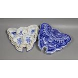 A Chinese blue and white butterfly shaped hors d'oeuvres dish(a.f).15 cms deep.