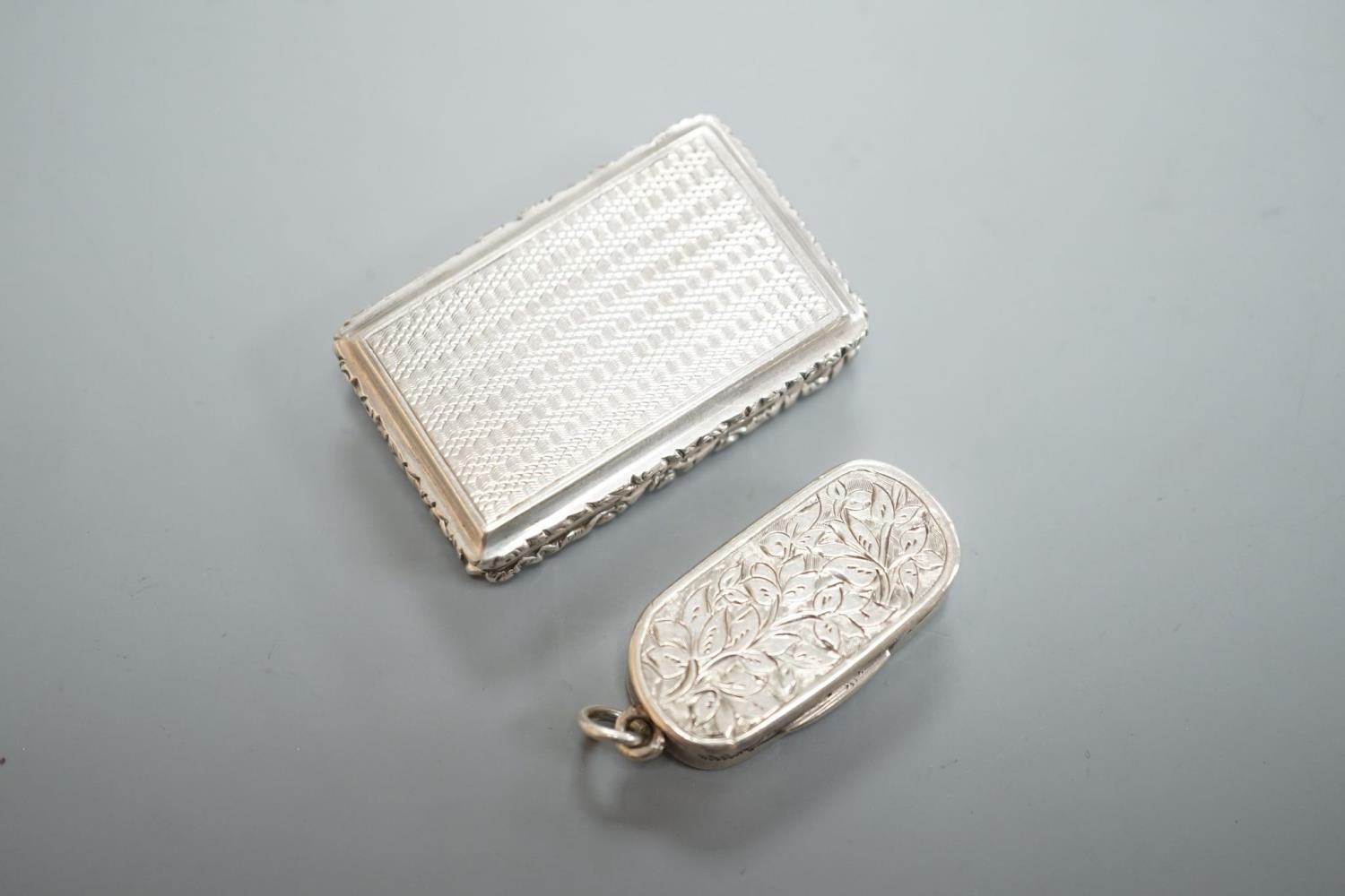 A William IV engraved silver rectangular vinaigrette, with engraved initials, Taylor & Perry, - Image 2 of 5